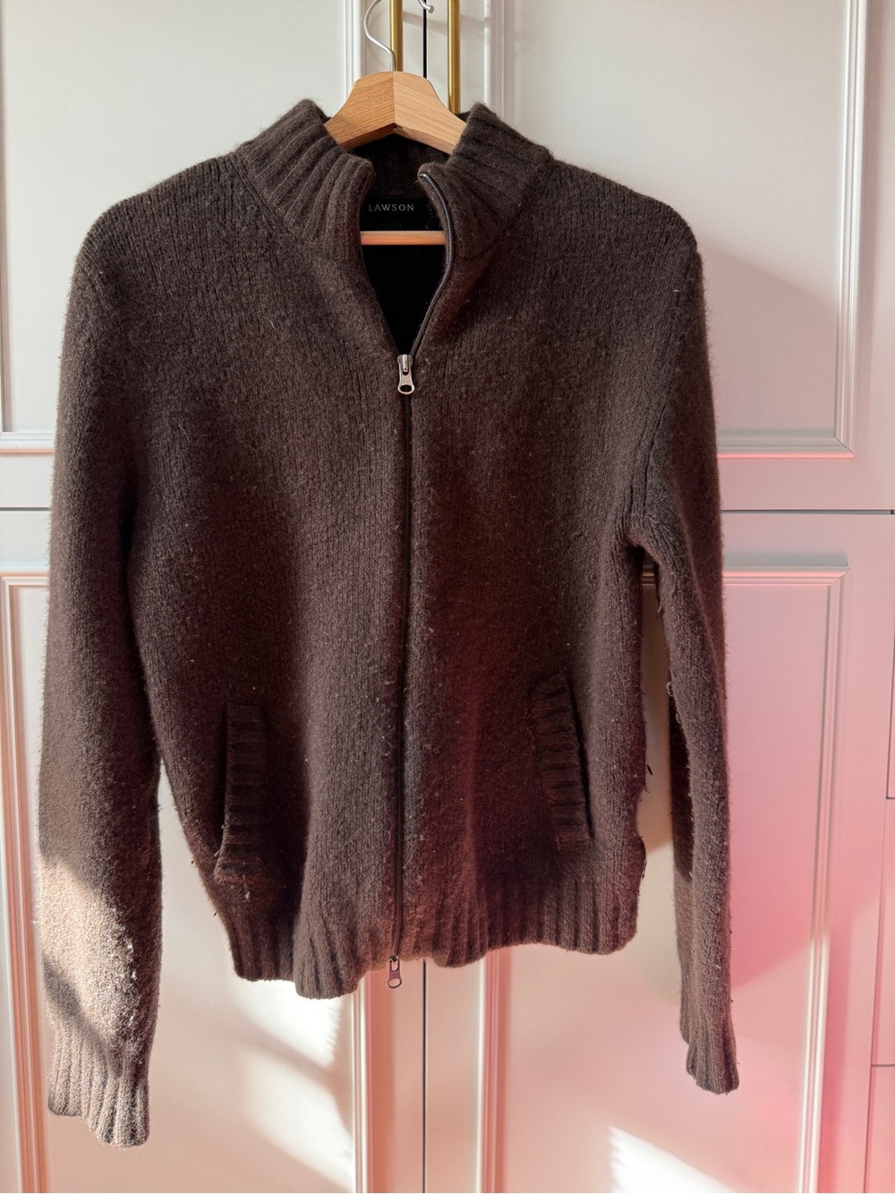 Men's Full-Zip Sweater in Dark Brown
